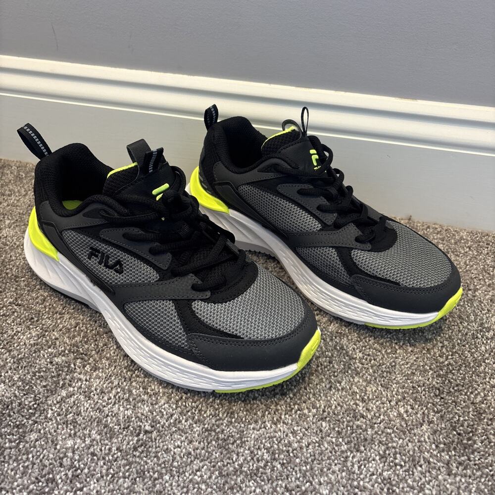 New FILA Rapidrise Everse Sneaker Shoes Black/Grey/Yellow Men's Size 8